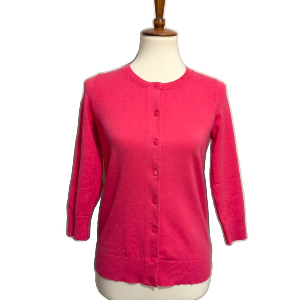 Talbots Charming 3/4 Sleeve Cardigan in Bright Coral/Pink Size XS